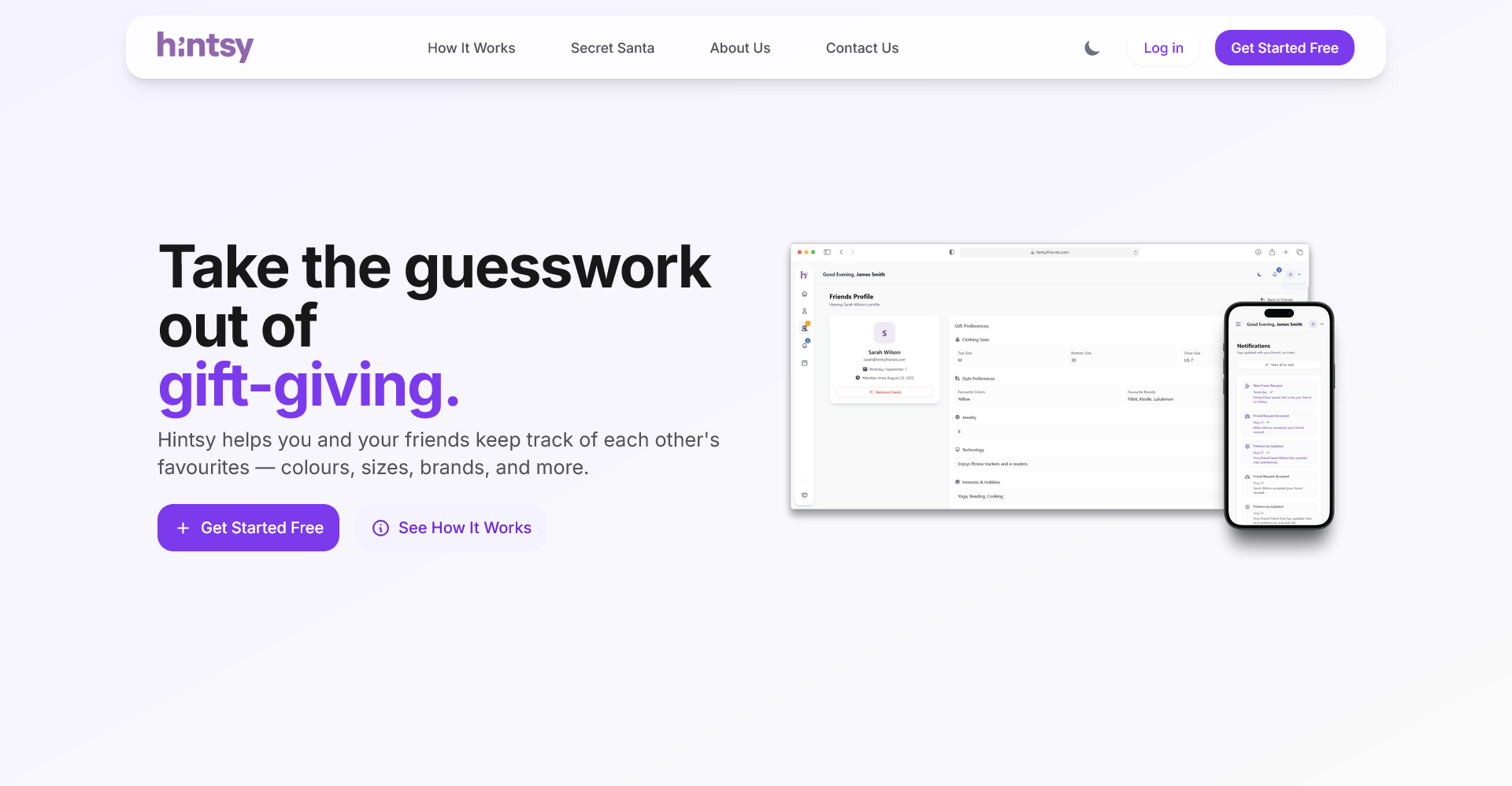 Hintsy — gift preference platform