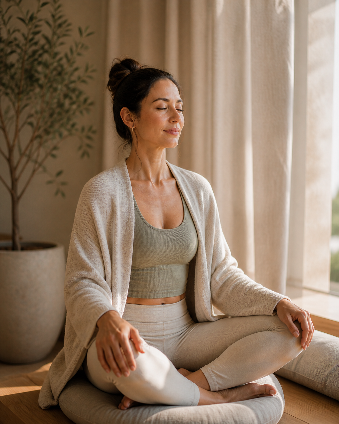 Calm pilates studio interior