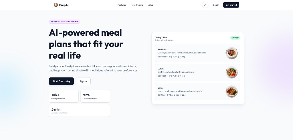 PrepAi — AI-powered meal plan generator